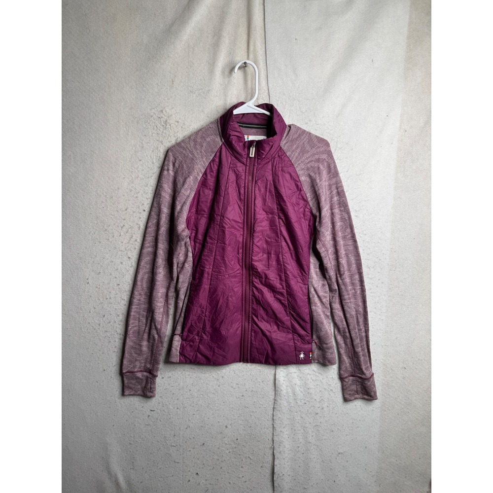 Smartwool Womens Merino Wool Hybrid Quilted Full Zip Jacket Purple Large 8656